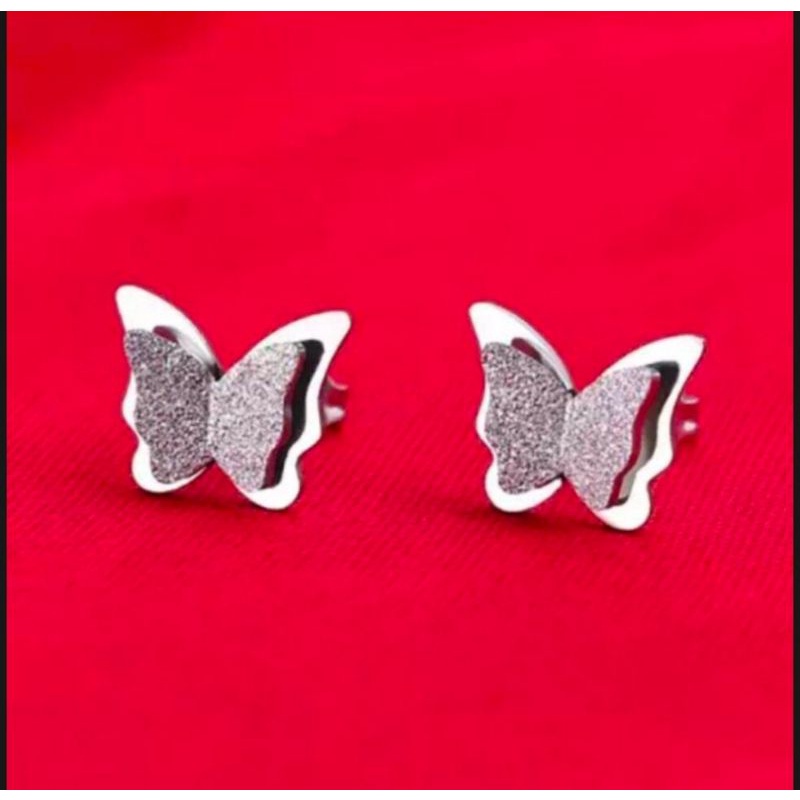 Anting Tusuk Kupu-kupu Titanium Anti Luntur Anti Karat