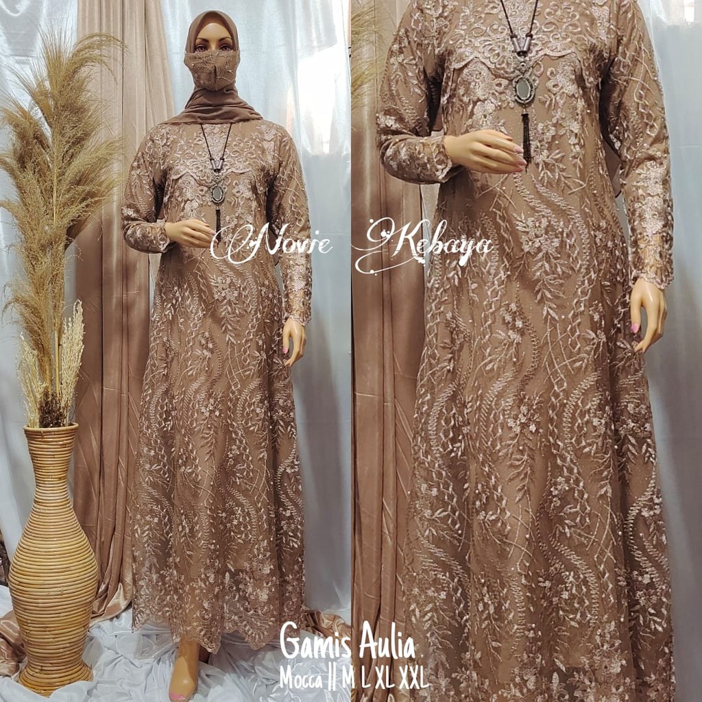 Gamis Pesta Mewah Warna Mocca / Kebaya Seragam / Kebaya Gamis / Kebaya Bridesmaid / Kebaya Modern