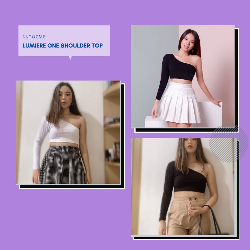 Crop Top One Shoulder Kaos Atasan Wanita Sexy LUMIERE