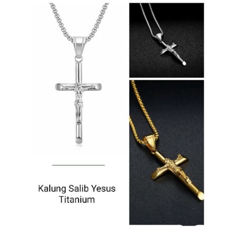 Kalung Salib Yesus Rantai Holo Pria dan Wanita