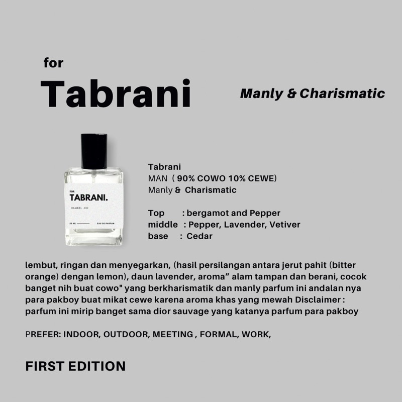 HAMBEL.CO - for Tabrani ( Tampan dan Berani ) | Manly &amp; charismati | Parfum Pria