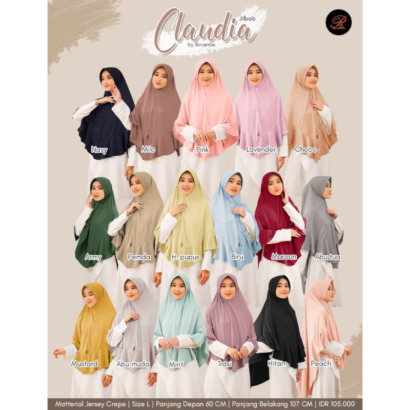 PROMO Kerudung Rivantie claudia L / Jersey creb / kerudung instan-1
