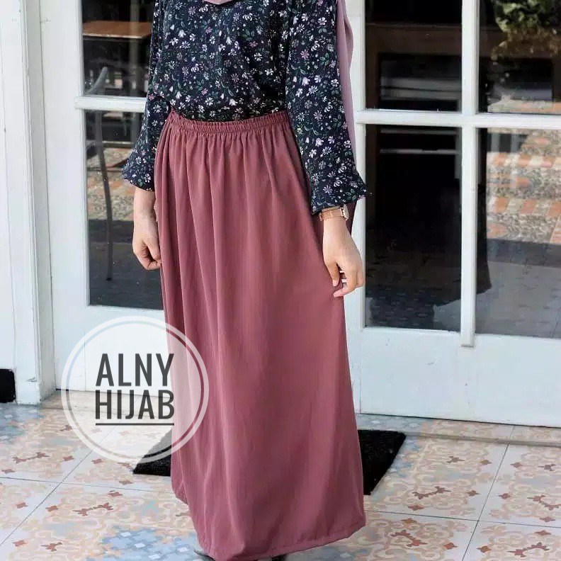 Alny Hijab - Rok Wolfis Premium panjang 100cm tidak nggantung / Rok basic wolfis premium