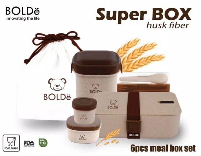 Lunch Box BOLDe Husk Fiber 6 Pcs - Kotak Makan - Meal Box