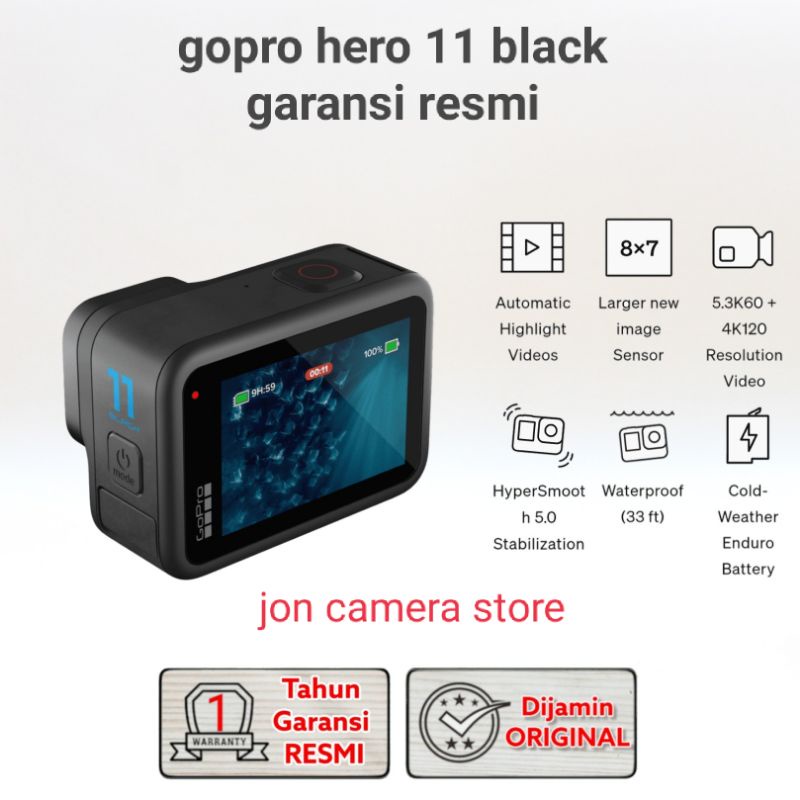 Jual gopro hero 11 black garansi resmi action camera hero11 Shopee