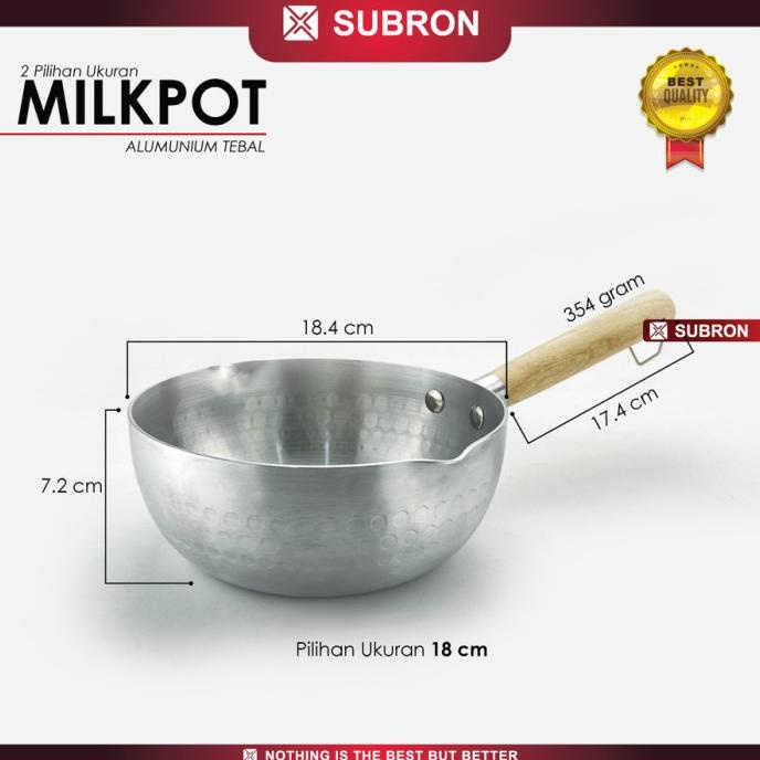 Premium Product Subron Panci Susu Panci Rebus Alumunium Tebal Aloy 18Cm Pegangan Kayu - Paling Dicar