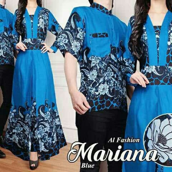 kaos Couple Cp Mariana Blue Batik Couple Terbaru Terlaris Couple Batik Terbaru