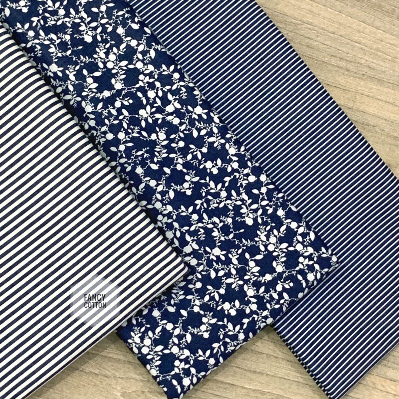kain katun jepang motif fancy matching navy