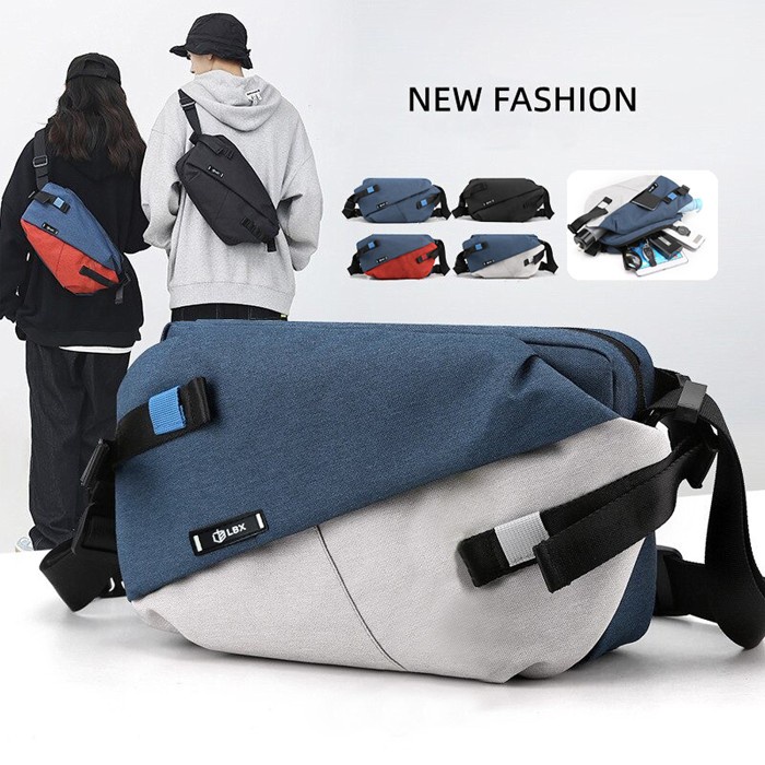 LBX Tas Bahu Kain Nilon Selempang Dada Sling Waist Bag Messenger Pria
