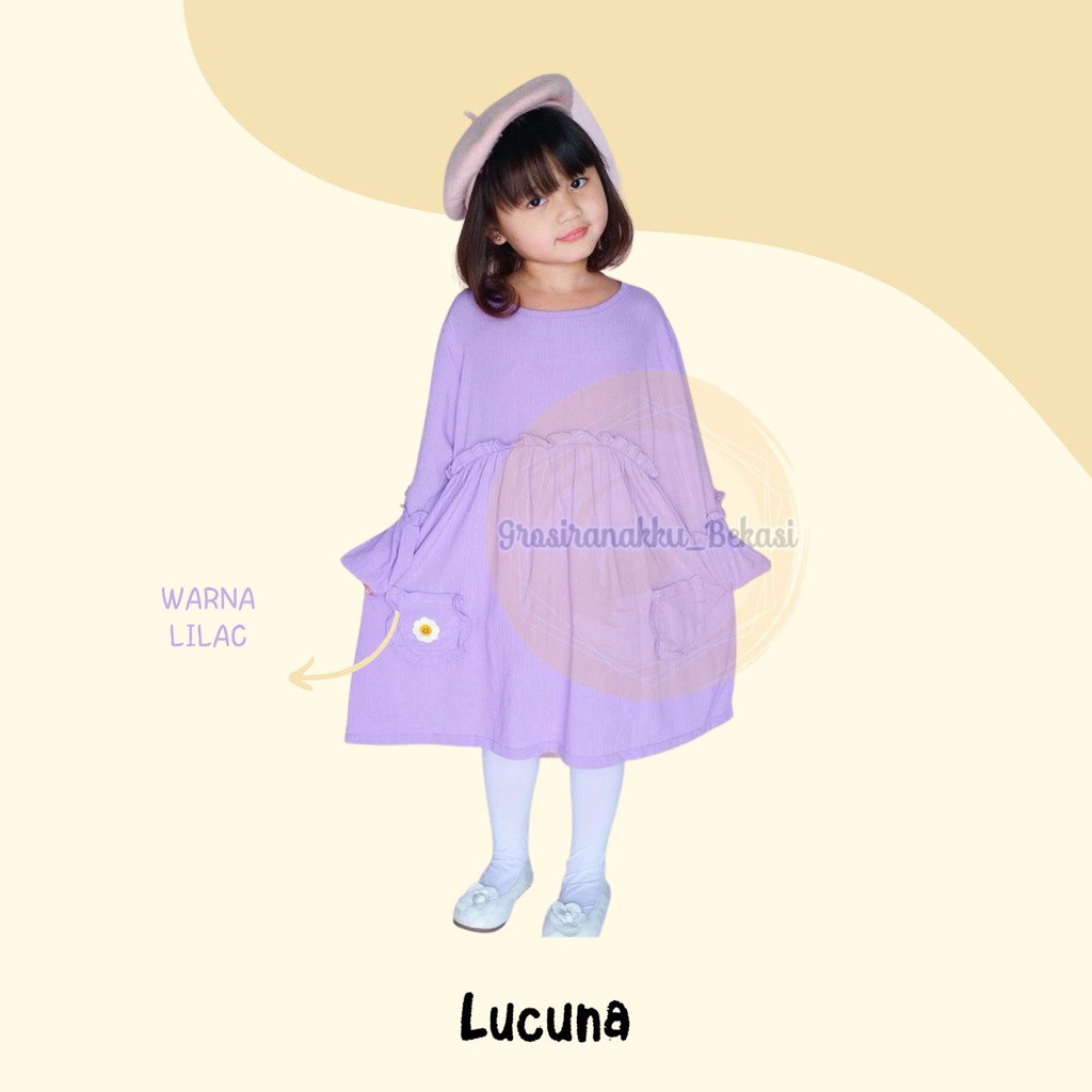 Tunik Anak Hawa Rayon Crinkle Lucuna Mix Warna  2-10Thn