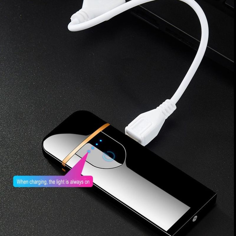 Korek Api Elektrik Usb Fingerprint Touch Screen Touchscreen Sentuh Electric Lighter Slim