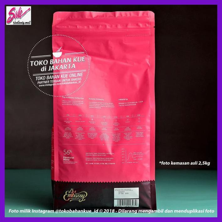 

SAKMACOKLAT- EMBASSY CHOCOLATE - EQUATORIAL BLEND 56% 2,5KG DARK COUVERTURE TULIP -MAKANAN-MINUMAN.