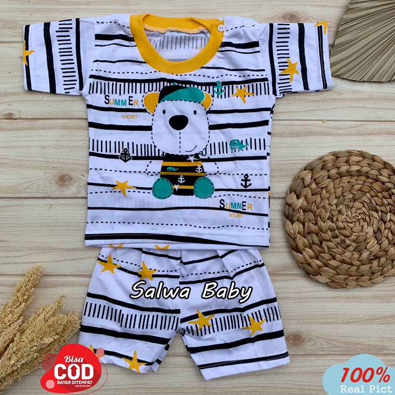 Setelan Baju Bayi Lengan Pendek Usia 5-12 Bulan Almeerababy