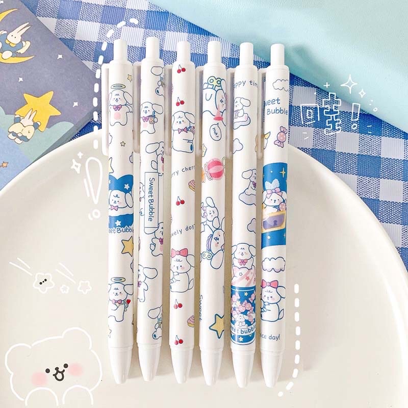 1 PCS Pen Gel Retractable Black Ink 0.5 Fancy Cute Pretty Korean Style Japanese Kawaii Cartoon For Student Pulpen Mekanik Tinta Hitam Lucu Unik Imut Karakter Kartun Cantik Gaya Korea Jepang Lovely Pelajar Aesthetic