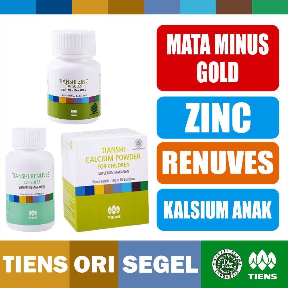❤Harga Resmi Bukan KW❤Tiens Tianshi PAKET MATA MINUS GOLD RENUVES CALCIUM ANAK KALSIUM ZINC - LP
