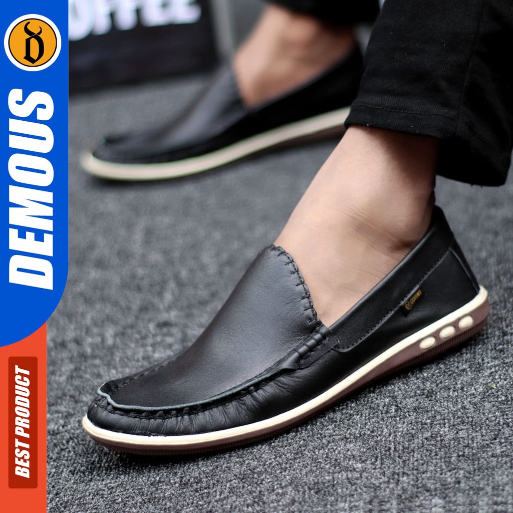 DEMOUS Sandro - Sepatu Slip On Casual Kerja Pria Kulit Asli