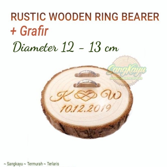 Rustic wooden ring box ring bearer tempat cincin kayu cincin pernikaha