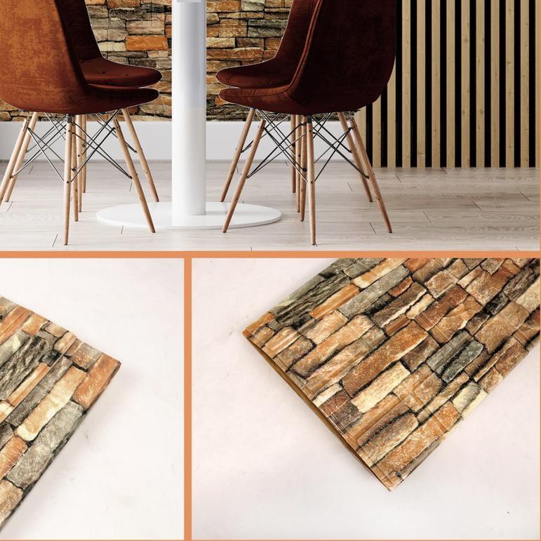 ✩ Wallpaper Dinding Walpaper Stiker Ruang Tamu AC-003 Motif Foam Batu Bata / Wallpaper Dinding Murah