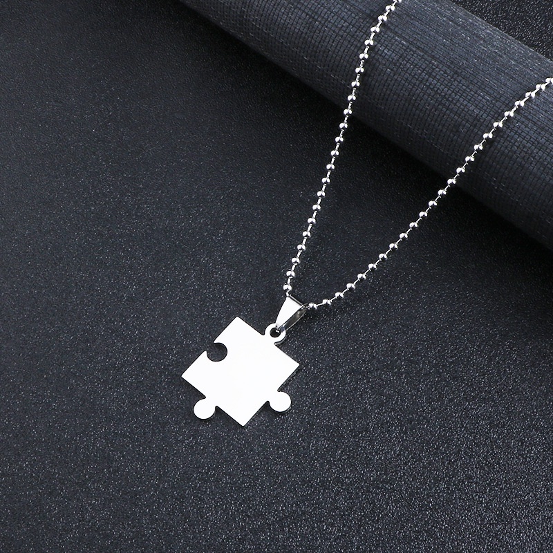 Kalung Liontin Puzzle Bahan Titanium Untuk Pria