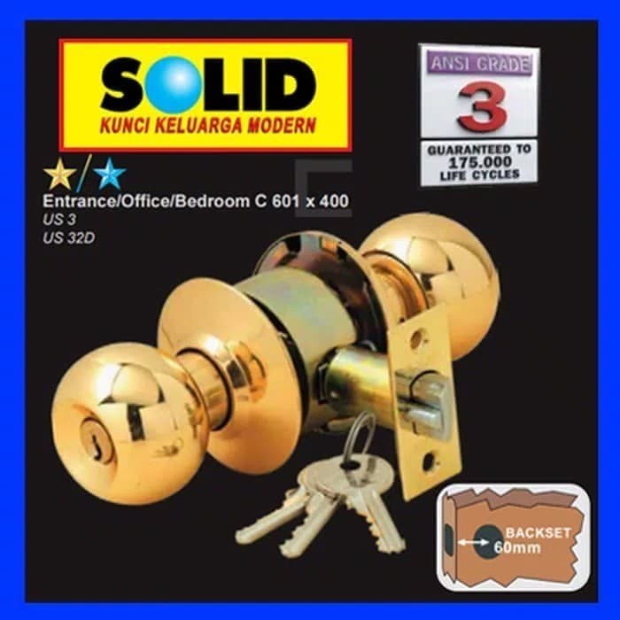 Kunci Pintu - Handle Handel Kunci Pintu Bulat Kamar Mandi Solid C 601X400 Gold