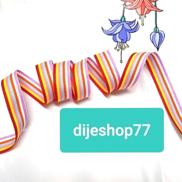 Pita rainbow 2cm / pita pelangi 2 cm / celana list baju / pita kain / pita polos / pita baju /bisban