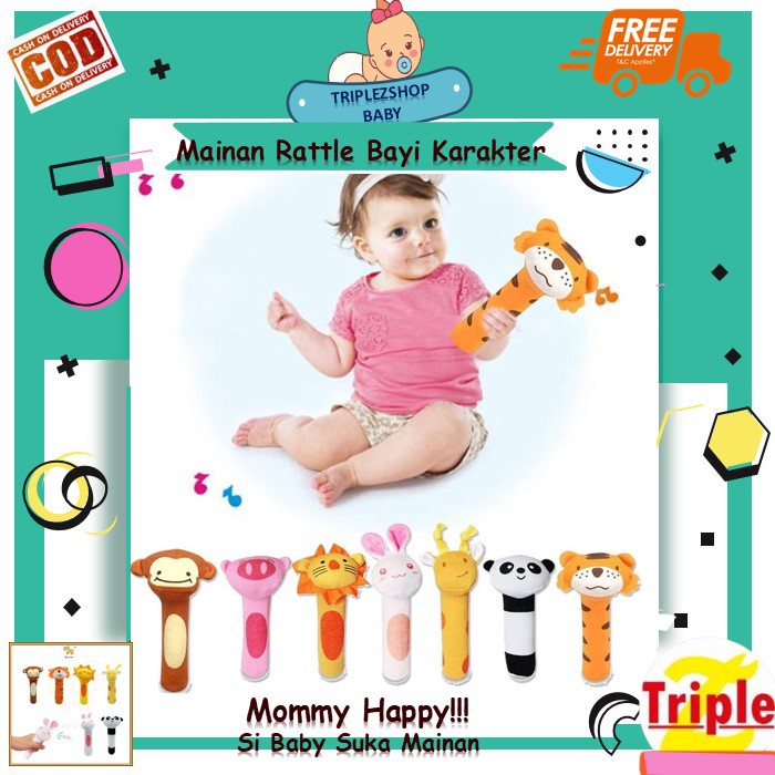 Mainan Stick Genggam Boneka Bunyi Rattle Stick Bayi Premium