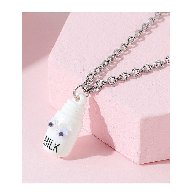 LRC Kalung Fashion White Little Doll Resin Alloy Necklace Y64704