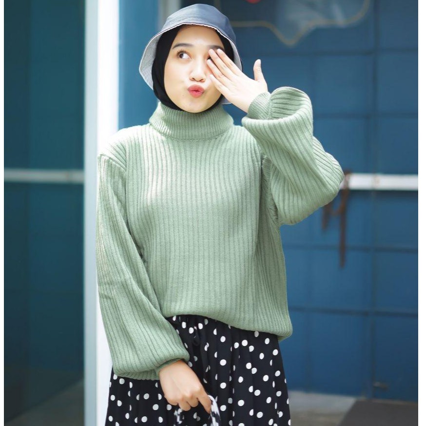 Arumi Turtleneck Knit / Sweater Rajut Wanita Premium / Atasan Knit Premium