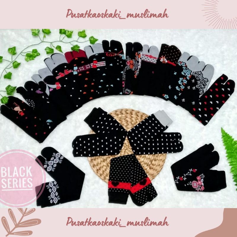 [12 PASANG] KAOS KAKI MOTIF BLACK SERIES