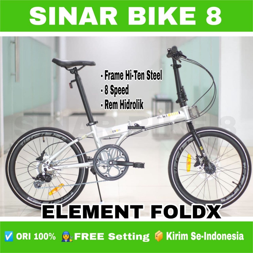 Sepeda Lipat ELEMENT FOLDX Ukuran 20 Inch 451 8 Speed Rem Hidrolik