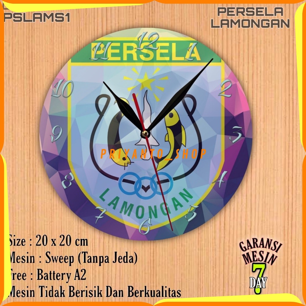 Jam Dinding Team Club Klub Sepakbola PERSELA LAMONGAN Mesin Halus