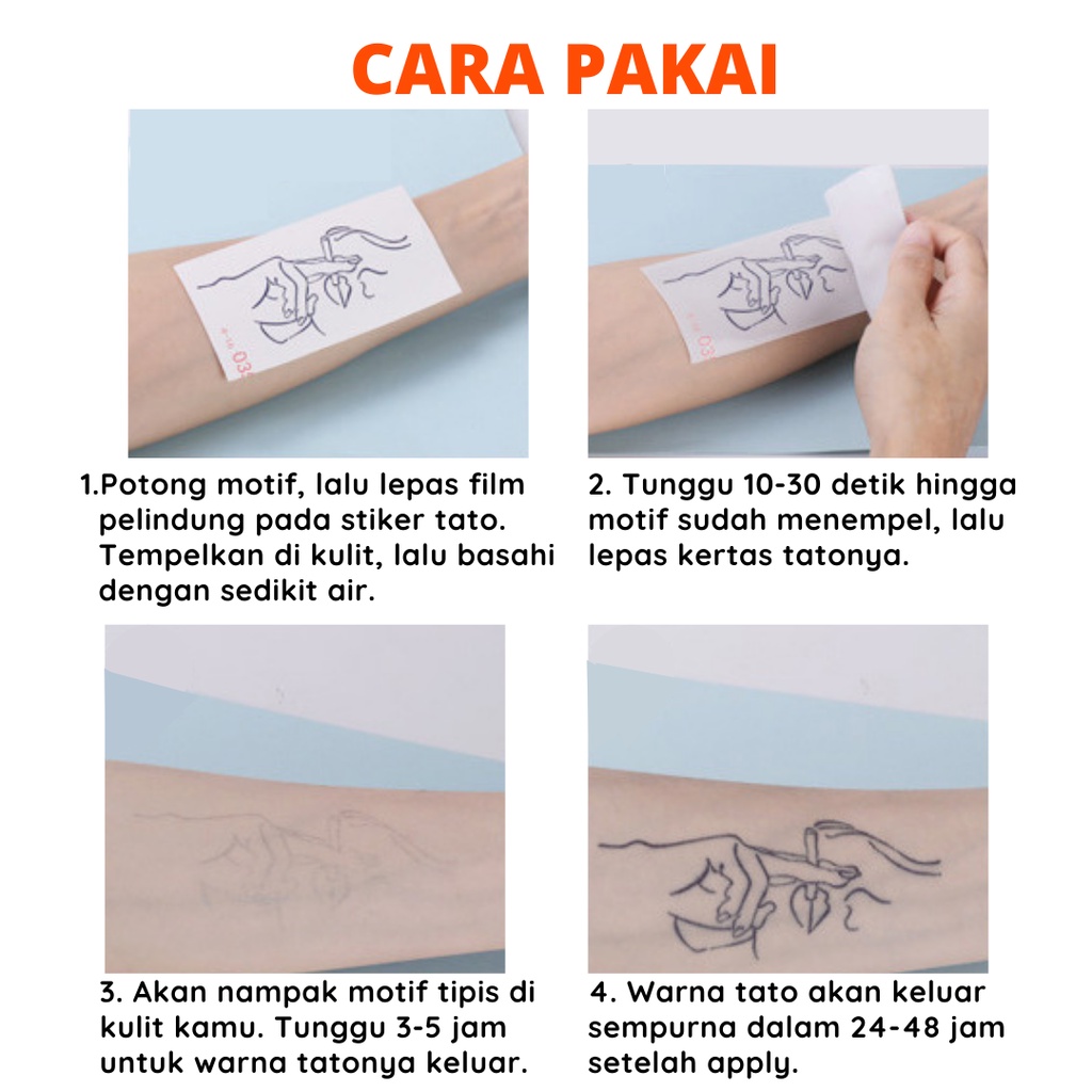 Stiker Tato Mini Semi Permanen | Waterproof | Tato Tahan Lama | S-mini