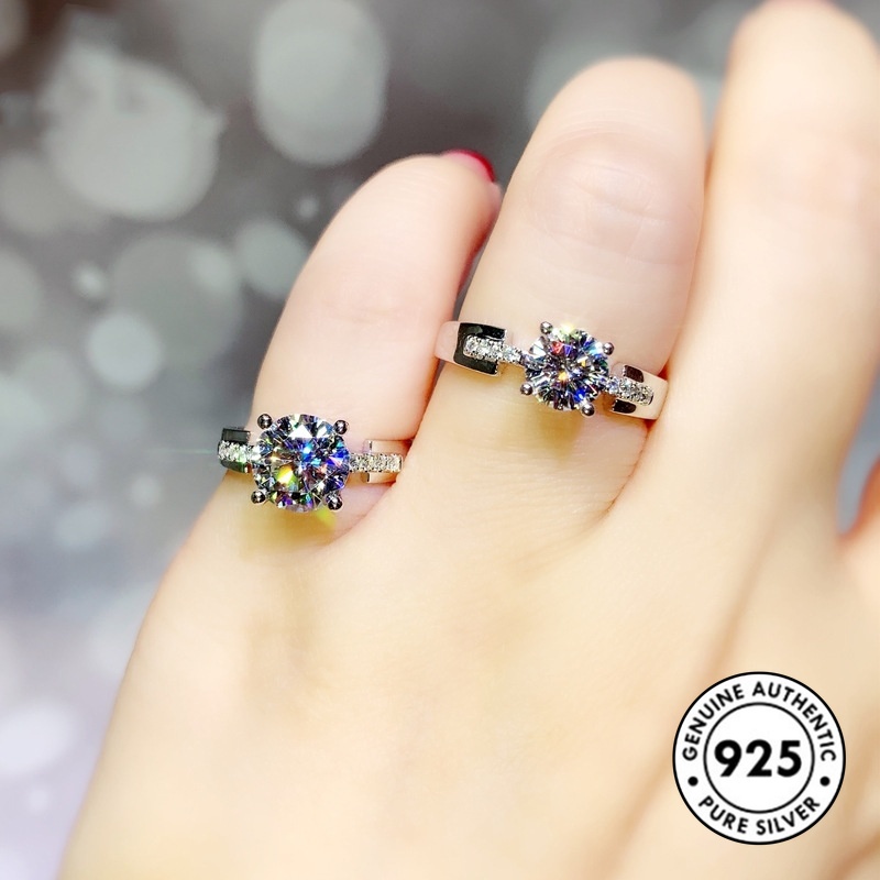 Cincin Berlian Imitasi Gaya Elegan Bahan S925 Untuk Wanita