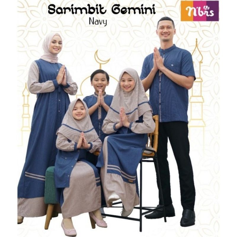 Nibras Sarimbit Gemini Navy Baju Gamis Lebaran Idul Fitri 2021