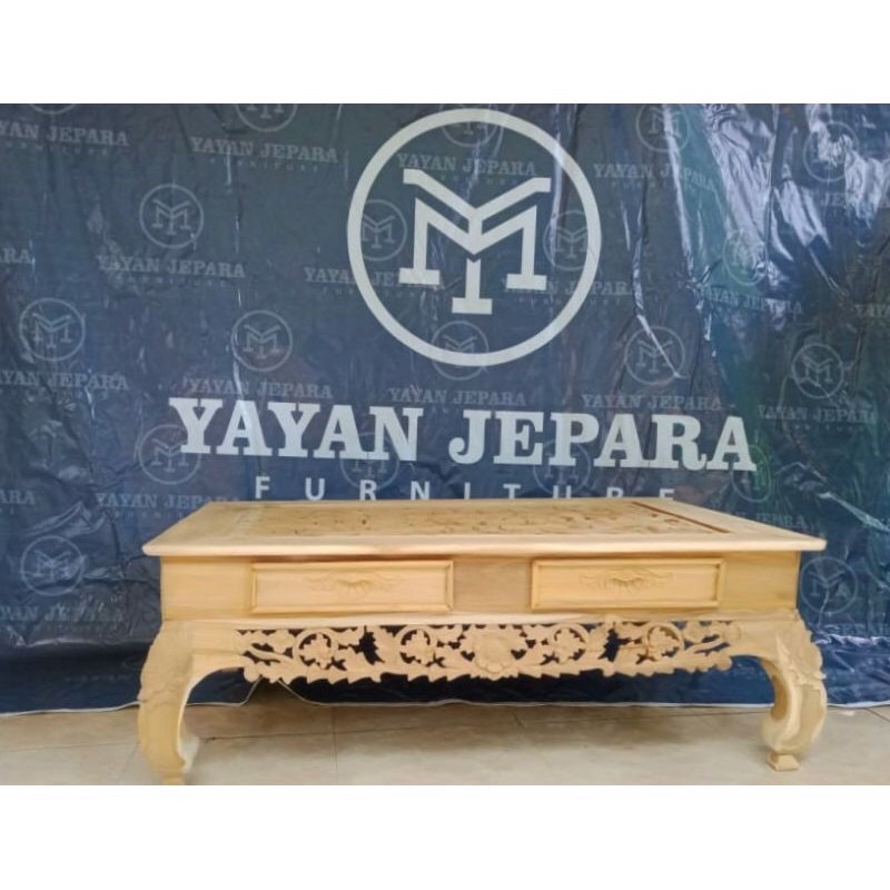 meja ketapang ukiran laci 4 uk 120 X 80 dan meja ketapang polos uk 120 X 60 cm