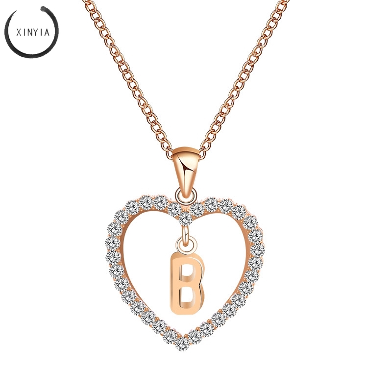 COD 26 Huruf Kalung Kristal Titanium Anti Karat 18K Alfabet Liontin Letter Necklace