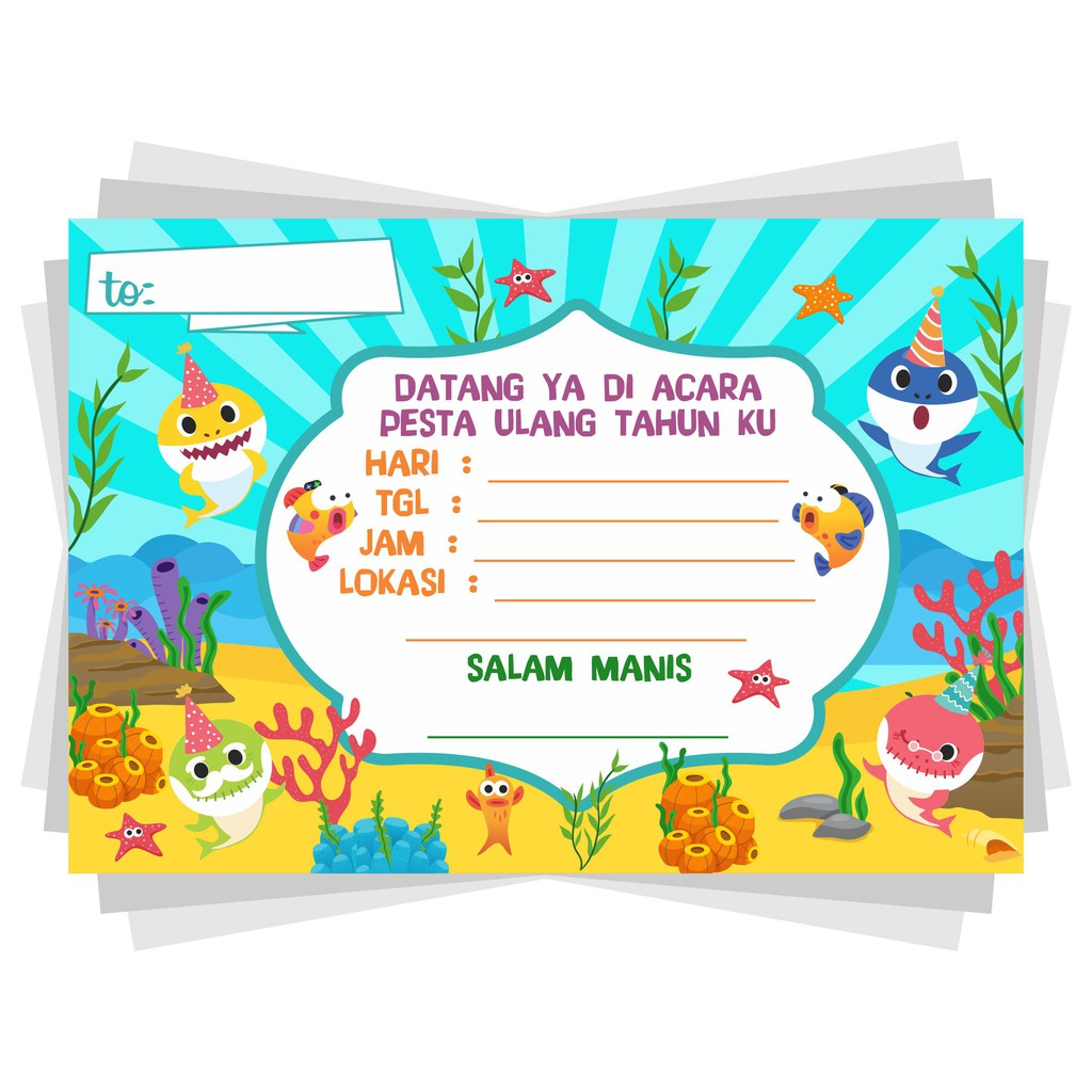 Undangan Ulang Tahun Anak Polos Baby Shark Shopee Indonesia