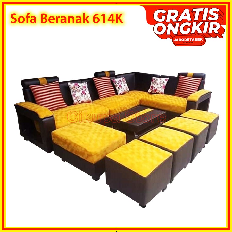 SOFA BERANAK 614K + MEJA BERGARANSI (Sofa Sudut, Kursi Ruang Tamu, Kursi Teras)