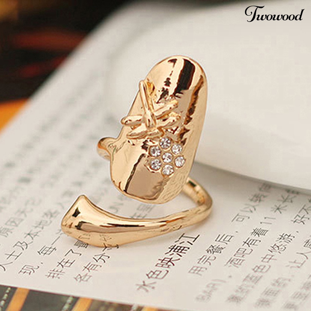 Twowood 1Pc Cincin Kuku Bahan Alloy Hias Berlian Imitasi Untuk Pesta