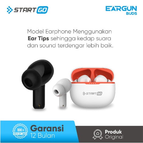Advan StartGo Eargun - SUPREME BASS- In-Ear TWS Earphone Bluetooth Waterproof -TWS True Wireless Headset Murah Garansi Resmi