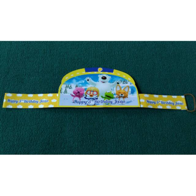 12pcs Topi ulang tahun melingkar karakter pororo / topi ultah pororo model lingkar