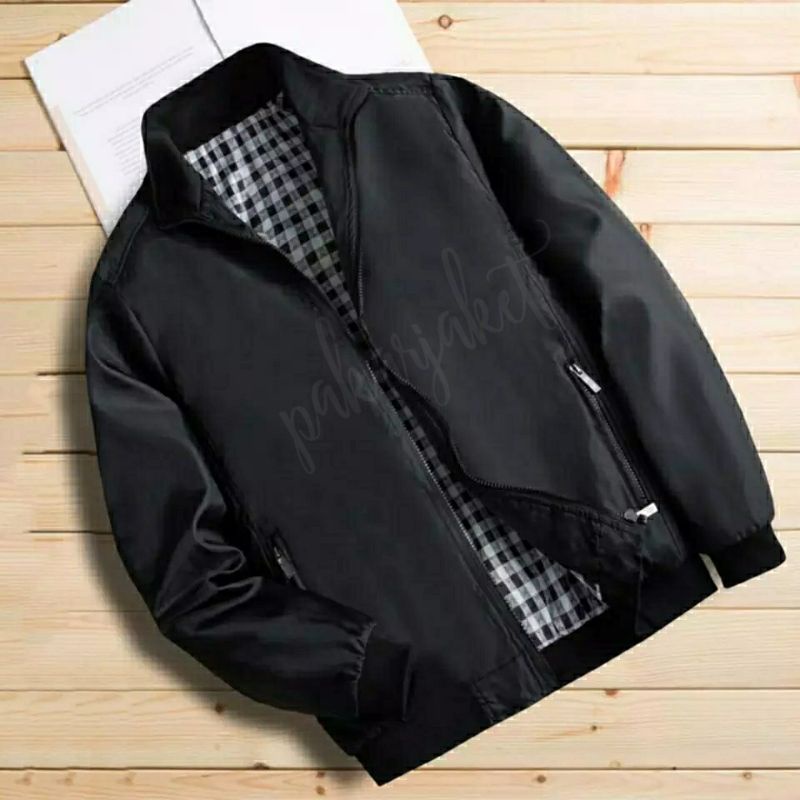 jaket pria bomber bahan kain jasper