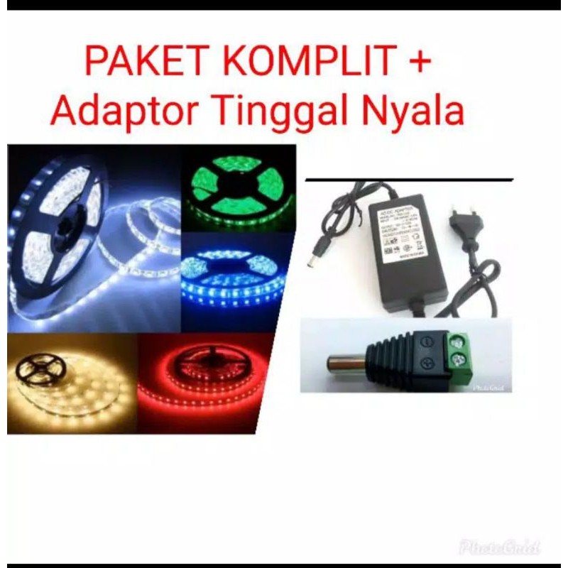 Paket Komplit Set Led Strip 2835/3528 + Conect DC 3 Ampere Tinggal Colok