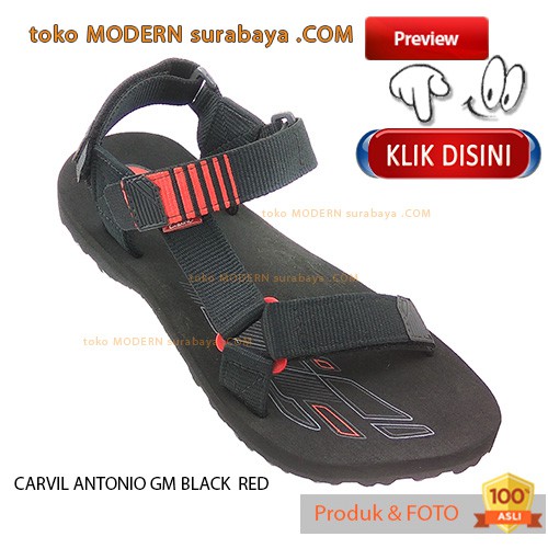 Carvil Antonio GM Black Red Sandal Gunung Pria Wanita Casual