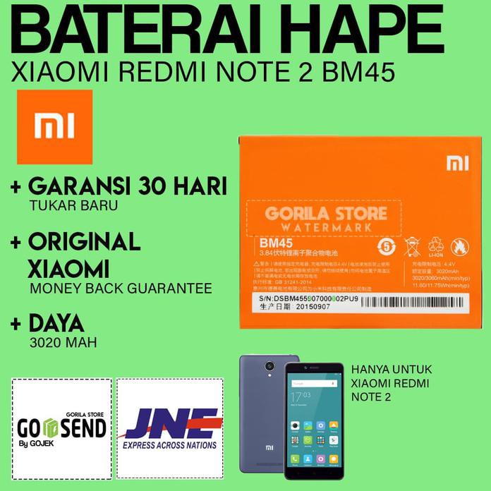 Hot Batre Xiaomi Redmi Note 2 / Baterai Xiaomi Redmi Note 2 Original - Orange