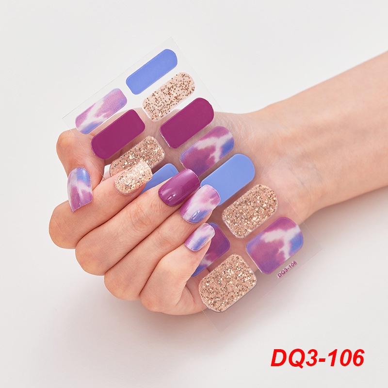 DQ3_104-116 Finger DIY Nail Sticker Fashion 3D Nail Sticker False Nails Art 14Pcs/sheet