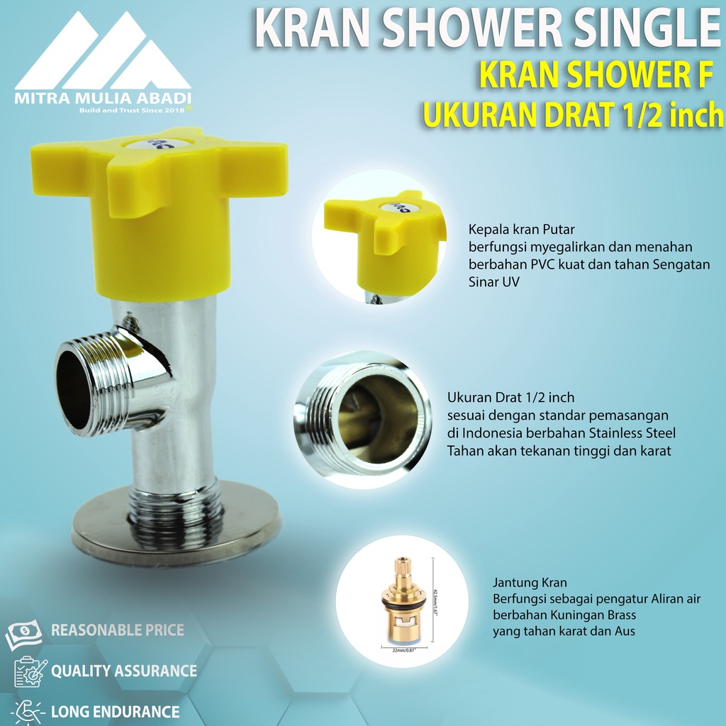 Stop Kran Shower Single Kloset Warna 1/2 Inch - Kuning