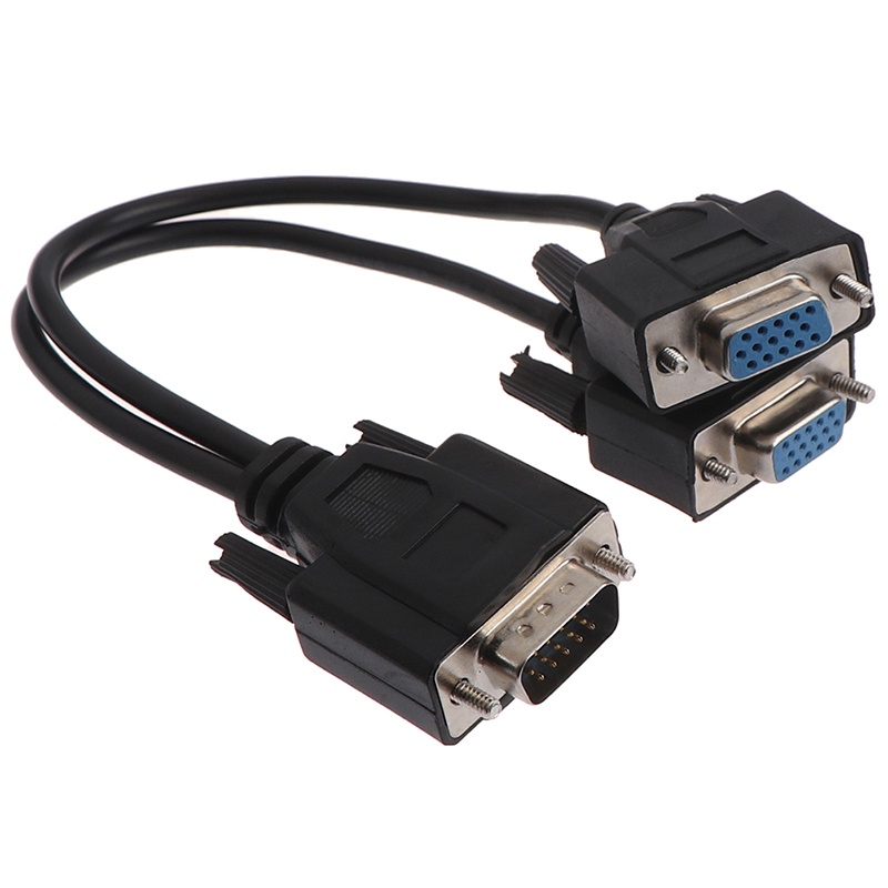 {LUCKID}15Pin VGA male to 2 vga svga female adapter splitter video monitor cable