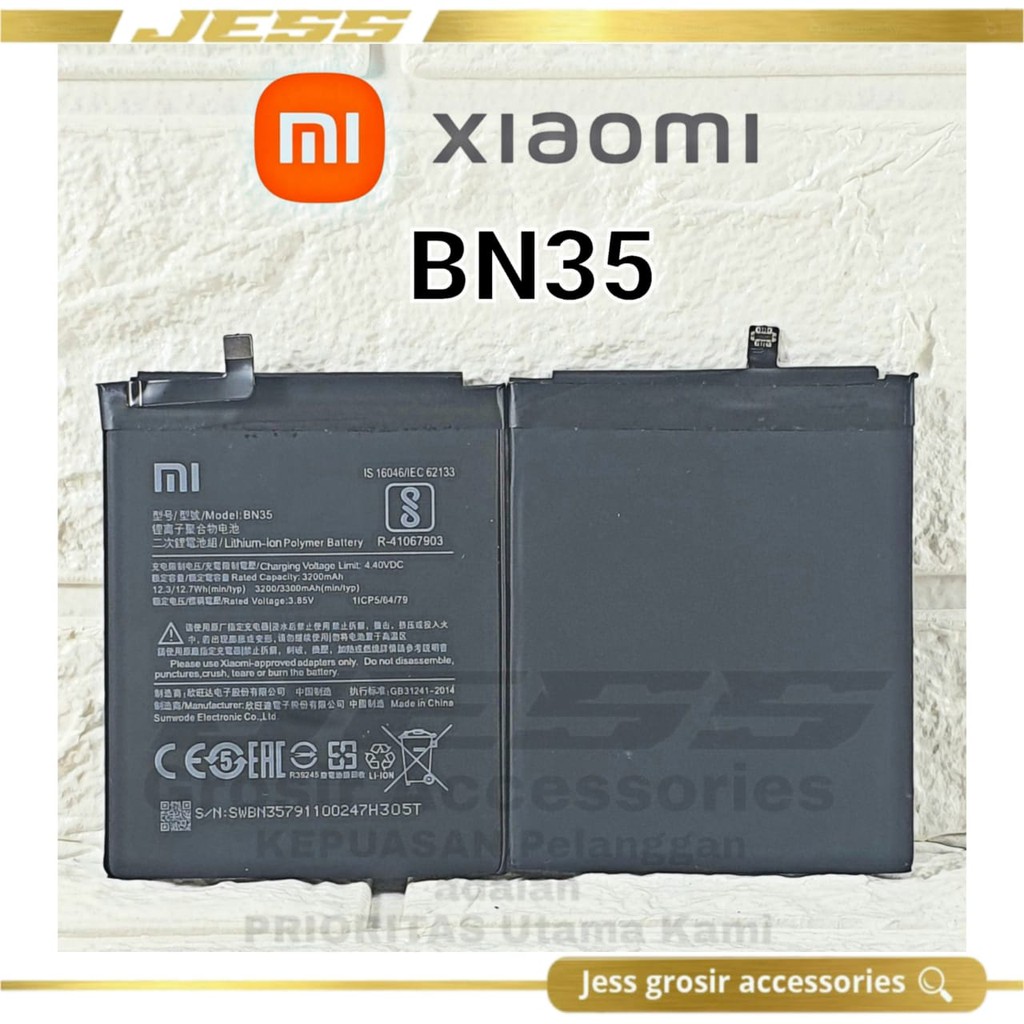 Baterai Battery Original Xiaomi BN35 &amp; BN-35 For Type Hp Redmi 5 - MDI1 - MDG1 - MDT1 - MDE1 - Redmi5