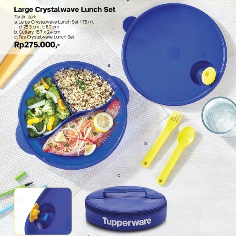 Tupperware Large Crystalwave kotak bekal makan lunch box set